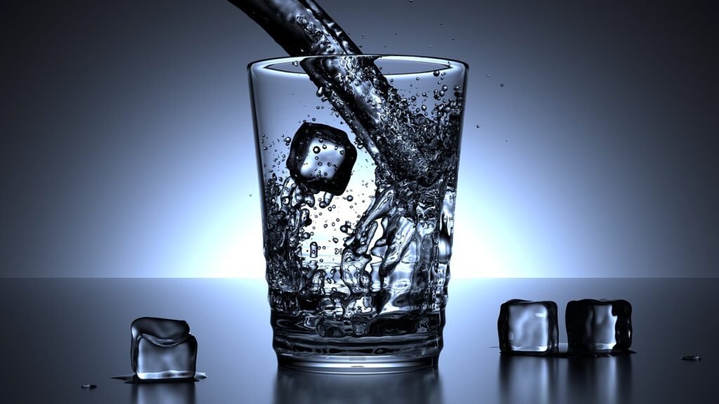 glass, water, ice cubes, drink, cold, blue, glass of water, cold water, cold drink, nature, refreshment, pour, pouring, pouring water, water, water, water, drink, cold water, cold water, cold water, cold water, cold water